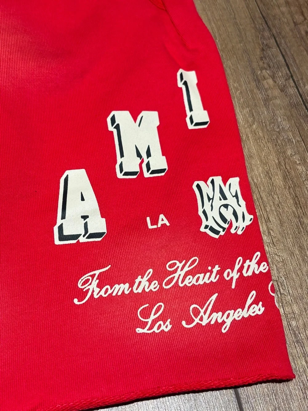 Amiri Mens Red Spotted Shorts White Logo Drawstring Shorts Brand New